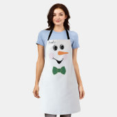 Modern Cute Custom Snowman face apron bow red Schort (Gedragen)