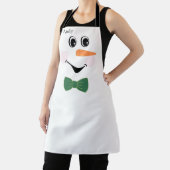 Modern Cute Custom Snowman face apron bow red Schort (Insitu)
