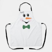 Modern Cute Custom Snowman face apron bow red Schort (Voorkant)