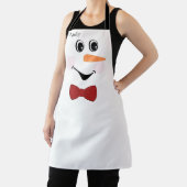 Modern Cute Custom Snowman face apron bow red Schort (Insitu)