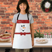 Modern Cute Custom Snowman face apron bow red Schort