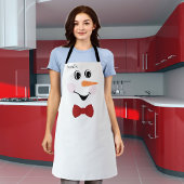 Modern Cute Custom Snowman face apron bow red Schort