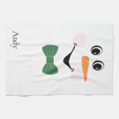 Modern Cute Custom Snowman face apron bow stropdas Theedoek (Horizontaal)