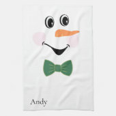 Modern Cute Custom Snowman face apron bow stropdas Theedoek (Verticaal)