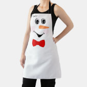 Modern Cute Custom Snowman face apron red bow stro Schort (Insitu)