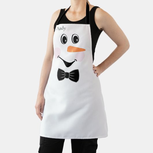 Modern Cute Custom Snowman face apron Schort (Insitu)