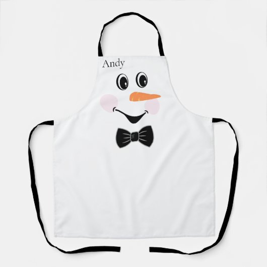 Modern Cute Custom Snowman face apron Schort (Voorkant)