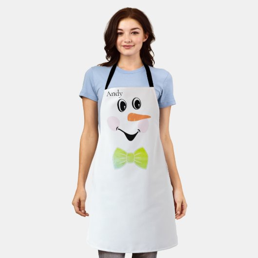 Modern Cute Custom Snowman face apron Schort (Gedragen)