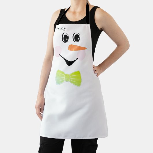Modern Cute Custom Snowman face apron Schort (Insitu)