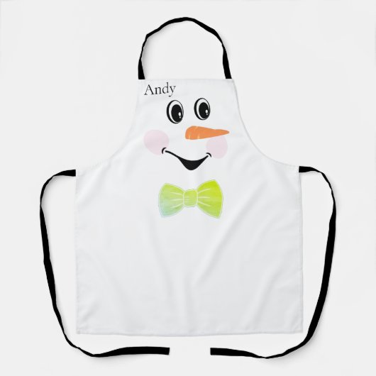 Modern Cute Custom Snowman face apron Schort (Voorkant)