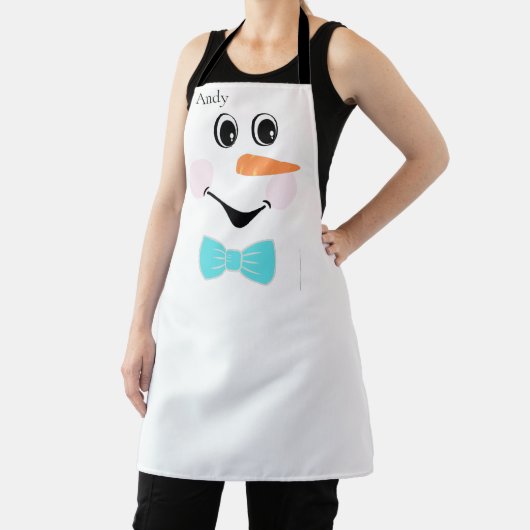 Modern Cute Custom Snowman face apron Schort (Insitu)