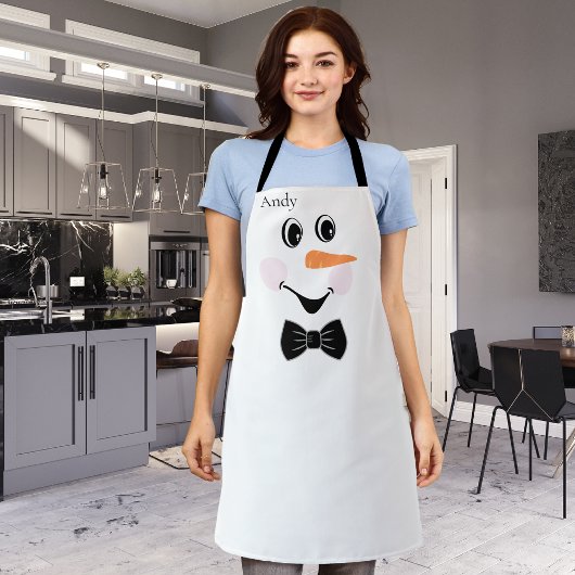 Modern Cute Custom Snowman face apron Schort