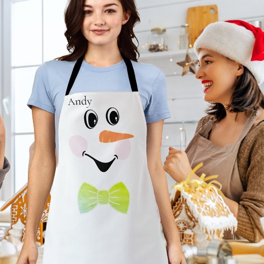 Modern Cute Custom Snowman face apron Schort