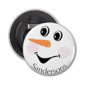Modern Cute Custom Snowman face Button Flesopener (Voorkant)