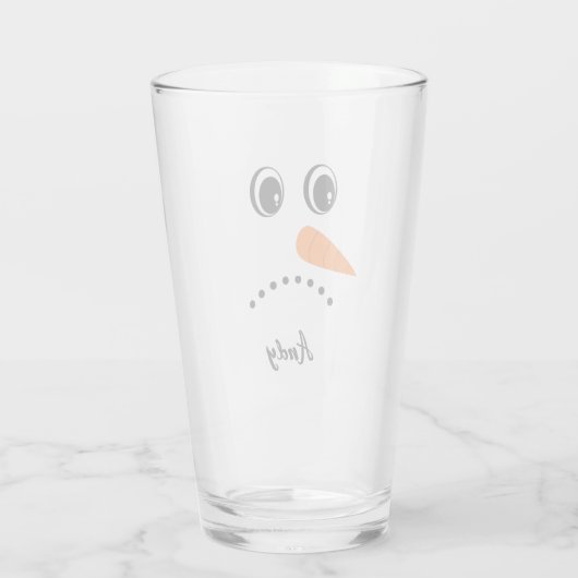 Modern Cute Custom Snowman face glass Glas (Achterkant)