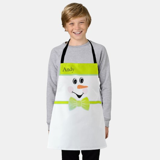 Modern Cute Custom Snowman face Green Bow Schort (Gedragen)