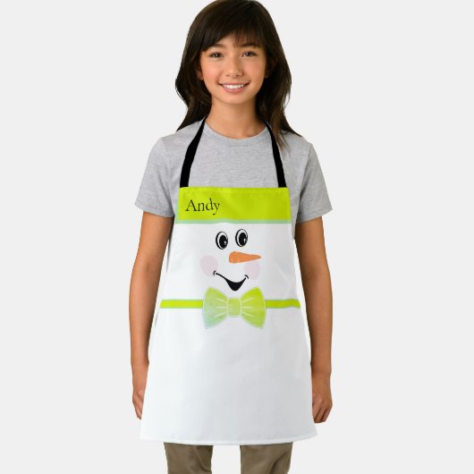 Modern Cute Custom Snowman face Green Bow Schort (Insitu)