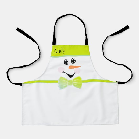 Modern Cute Custom Snowman face Green Bow Schort (Voorkant)