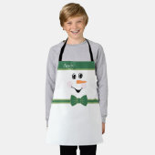 Modern Cute Custom Snowman Face Green Pet Bowtie Schort (Gedragen)