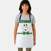 Modern Cute Custom Snowman Face Green Pet Bowtie Schort (Insitu)
