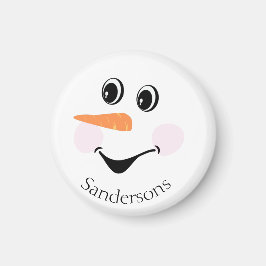Modern Cute Custom Snowman face Magneet