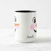 Modern Cute Custom Snowman face Mok (Midden)