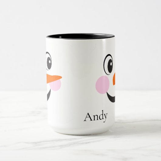 Modern Cute Custom Snowman face Mok (Midden)