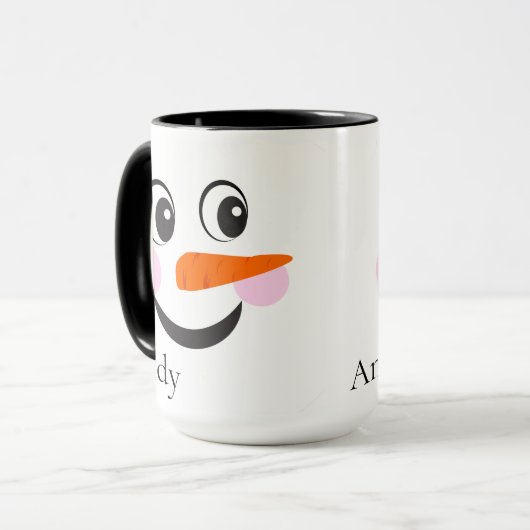 Modern Cute Custom Snowman face Mok (Voorkant links)