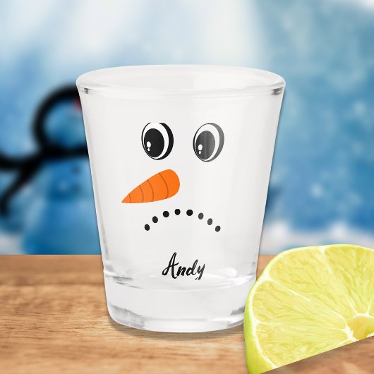 Modern Cute Custom Snowman face Shot Glas