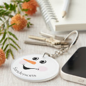 Modern Cute Custom Snowman face Sleutelhanger (Voorkant Rechts)