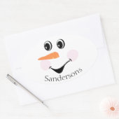 Modern Cute Custom Snowman face Winter Party Ovale Sticker (Envelop)