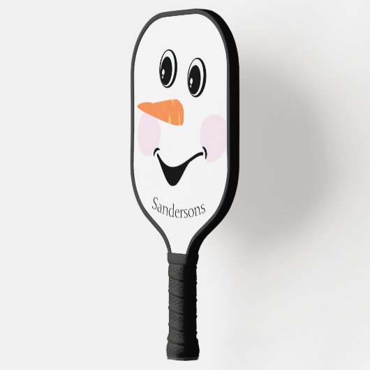 Modern Cute Custom Snowman face Winter Pickleball Paddle (Links)
