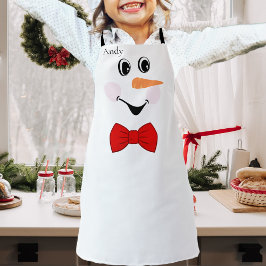 Modern Cute Custom Snowman glimlachend gezicht Schort