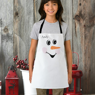 Modern Cute Custom Snowman glimlachend gezicht Schort