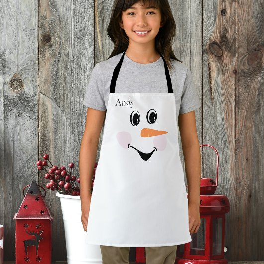 Modern Cute Custom Snowman glimlachend gezicht Schort