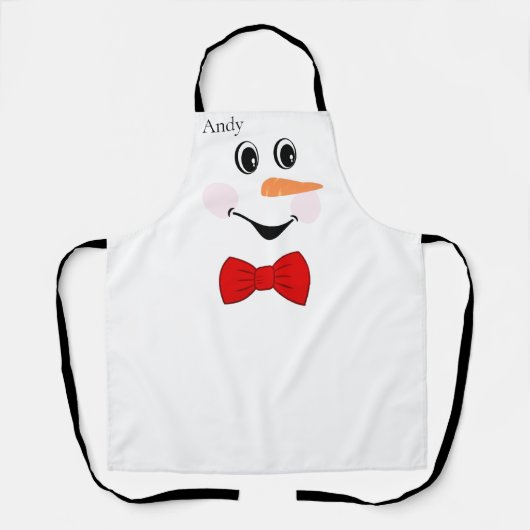 Modern Cute Custom Snowman glimlachend gezicht Schort (Voorkant)
