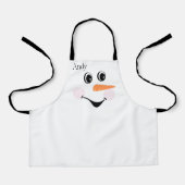 Modern Cute Custom Snowman glimlachend gezicht Schort (Voorkant)