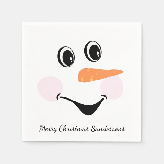 Modern Cute Custom Snowman glimlachend gezicht Servet (Voorkant)