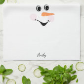 Modern Cute Custom Snowman glimlachend gezicht Theedoek (Gevouwen)