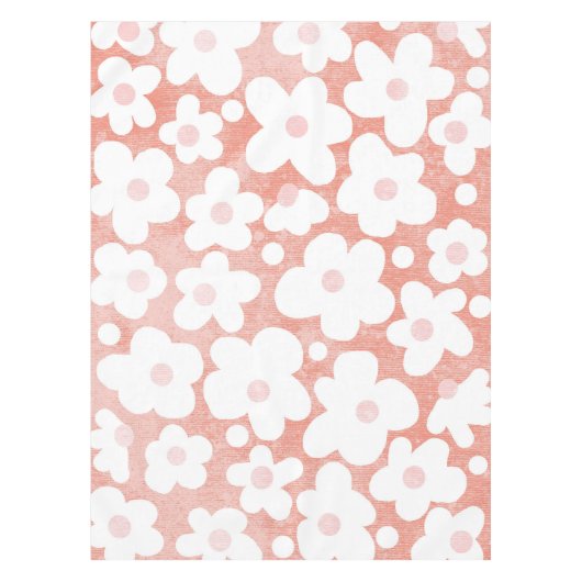 Modern Cute Daisy Pastel Pink Terracotta Tafelkleed (Voorkant)