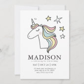 Modern Cute Doodle Unicorn Stars Birthday Kaart (Voorkant)