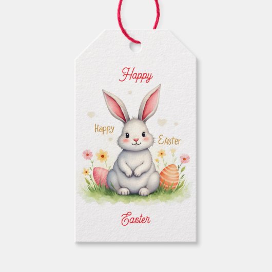Modern Cute Easter Bunny And Eggs Collection Cadeaulabel (Voorkant)