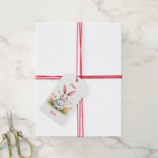 Modern Cute Easter Bunny And Eggs Collection Cadeaulabel (Met Touw)