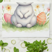 Modern Cute Easter Bunny And Eggs Collection Theedoek (Gevouwen)