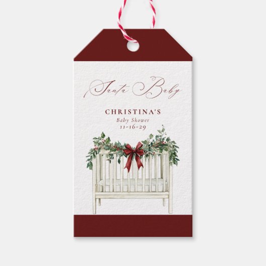 Modern Cute Elegant Santa Baby Baby Shower Cadeaulabel (Voorkant)