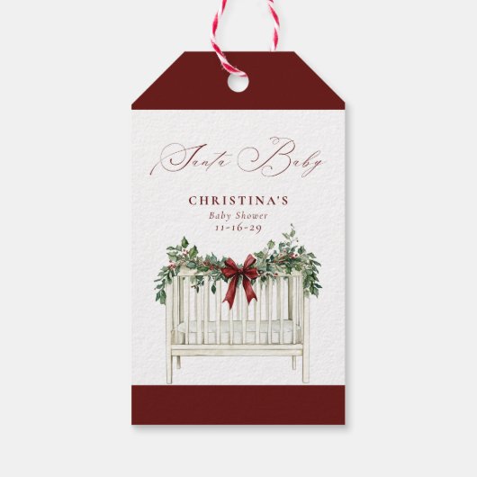 Modern Cute Elegant Santa Baby Baby Shower  Cadeaulabel (Achterkant)