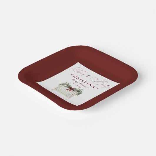 Modern Cute Elegant Santa Baby Baby Shower  Papieren Bordje (Gebogen)