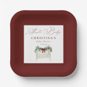 Modern Cute Elegant Santa Baby Baby Shower  Papieren Bordje (Voorkant)