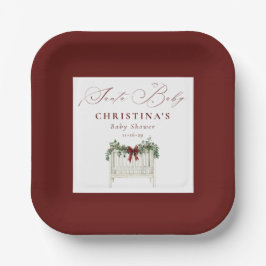 Modern Cute Elegant Santa Baby Baby Shower  Papieren Bordje