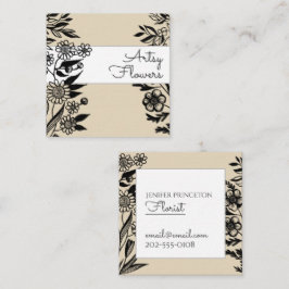 Modern Cute Elegant Taupe Floral Illustration Vierkante Visitekaartje